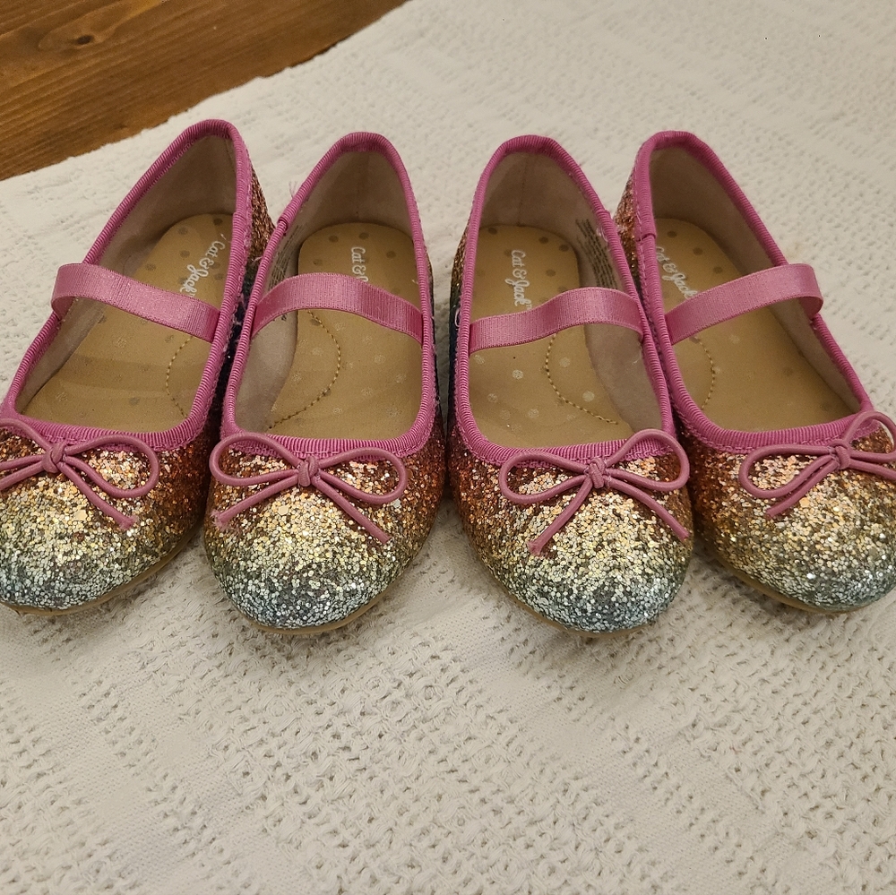 Cat & Jack Rainbow 🌈 Glitter Shoes - 2 Pairs, Toddler 8